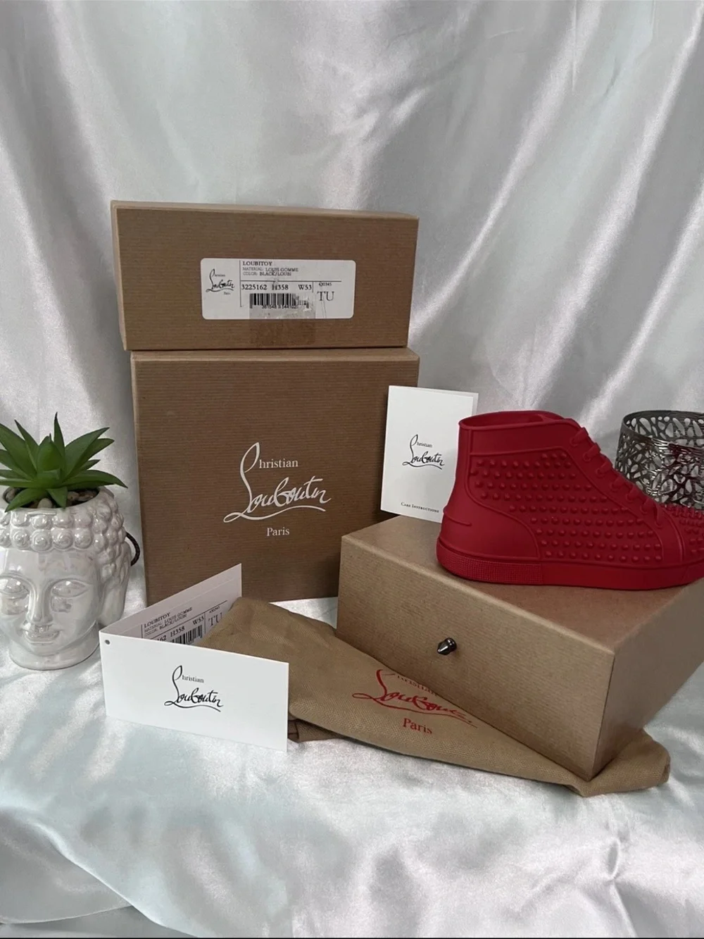 NWT NIB Christian Louboutin Red High-Top Rubber Sneaker Dog Toy